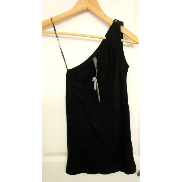 BSK Casual Connection by Bershka Women One Shoulder Top - Med. Cotton Black NWT - Picture 2 of 16